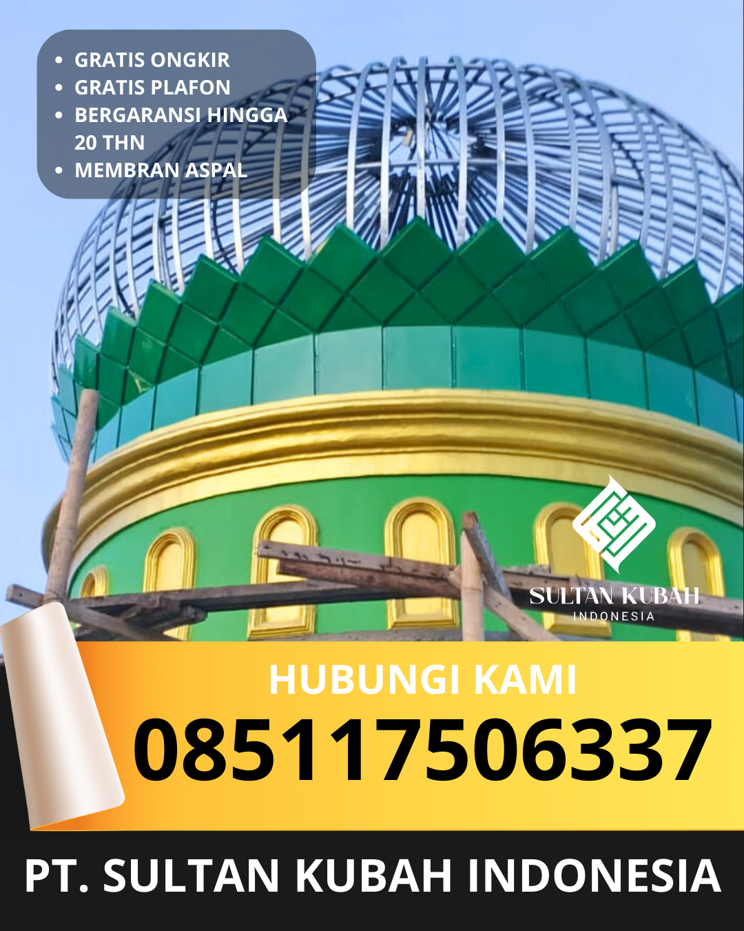 PABRIK KUBAH MASJID GALVALUM MODERN DI KEC. JENEPONTO, KAB. JENEPONTO (WA: 085117506337)