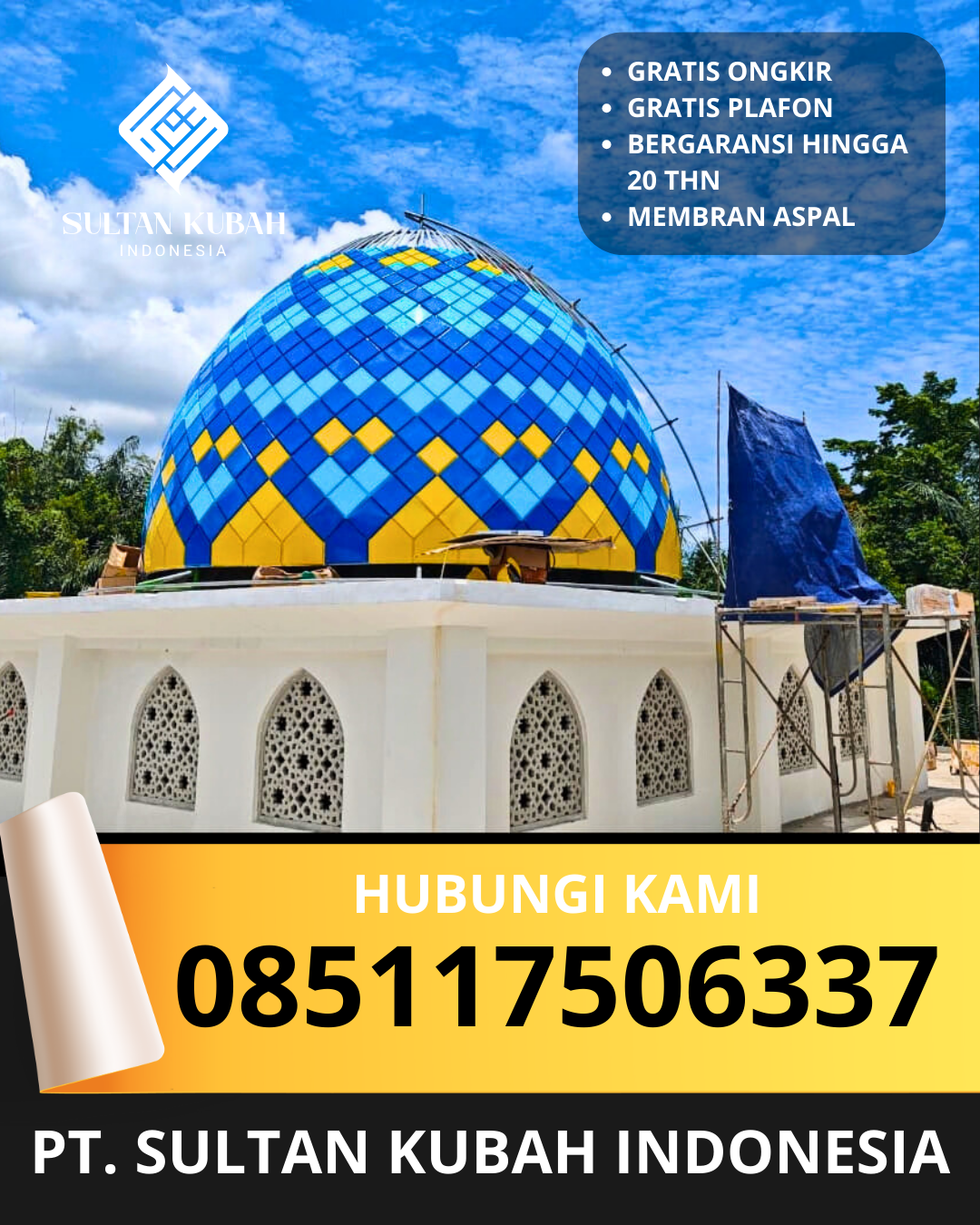 JUAL KUBAH MASJID PREMIUM DI KEC. MAROS BARU, KAB. MAROS, SULAWESI SELATAN (WA: 085117506337)