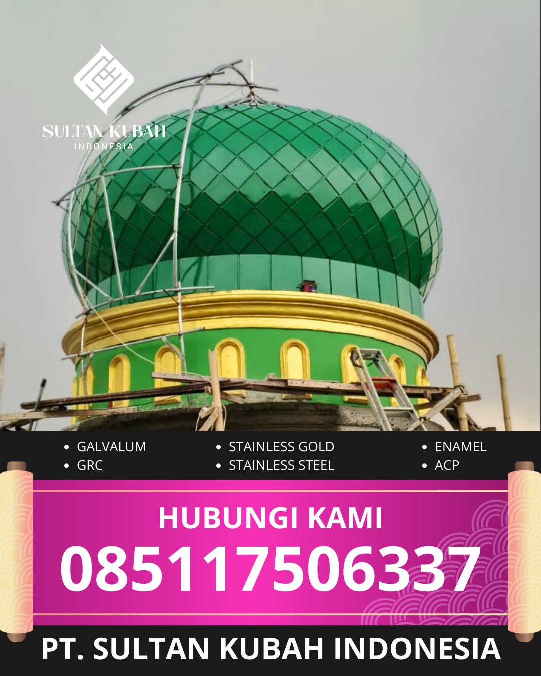 JUAL KUBAH MASJID GALVALUM TAHAN LAMA DI KEC. BONTORAPPO, KAB. BULUKUMBA (WA: 085117506337)