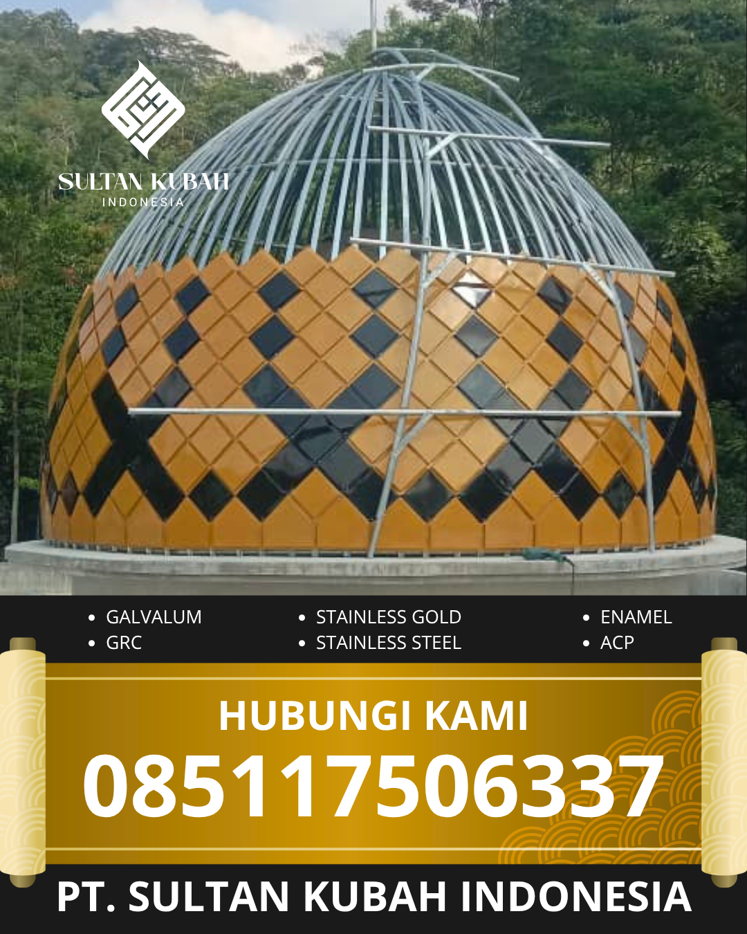 KUBAH MASJID DESAIN ELEGAN DI KEC PURWAKARTA, KAB PURWAKARTA, JABAR (WA: 085117506337)
