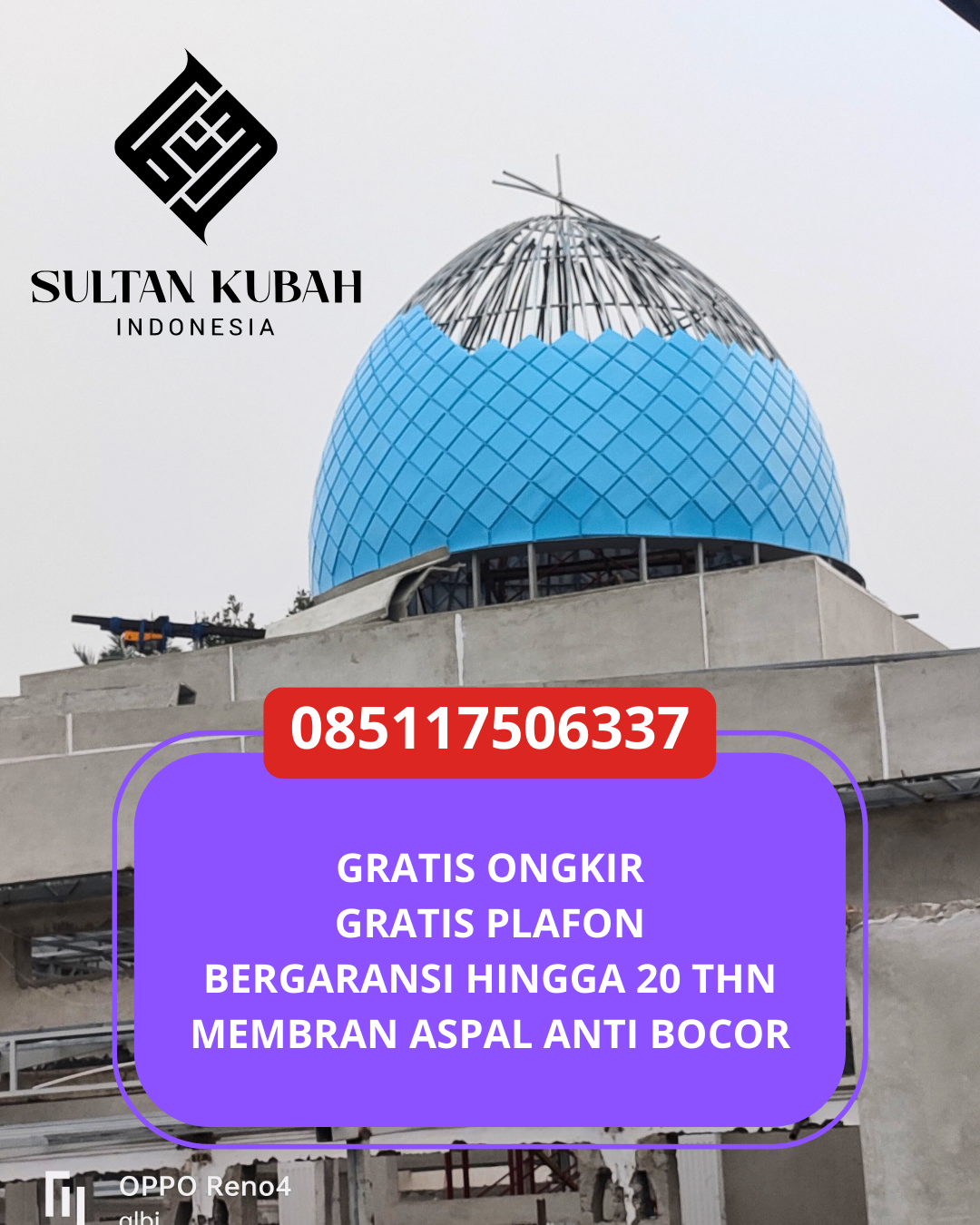 PABRIK KUBAH MASJID MODERN DI KEC. MARPOYAN DAMAI, KOTA PEKANBARU, RIAU (WA: 085117506337)
