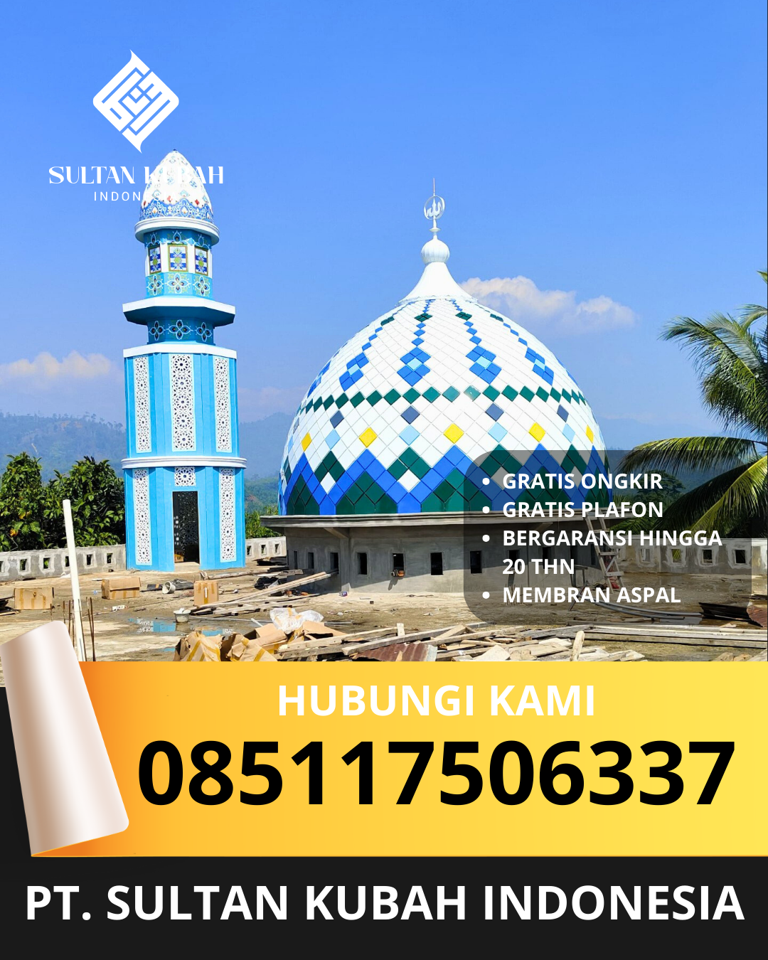 JUAL KUBAH MASJID GALVALUM TAHAN LAMA DI KEC. SUMENEP, KAB. SUMENEP (WA: 085117506337)