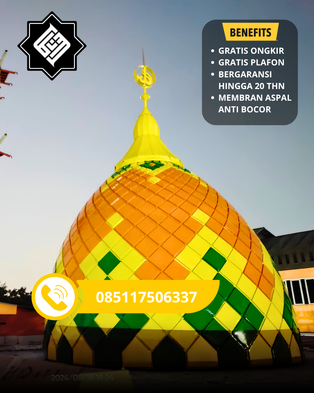 KUBAH MASJID DESAIN ELEGAN DI KEC LANGSA TIMUR, KOTA LANGSA, ACEH (WA: 085117506337)