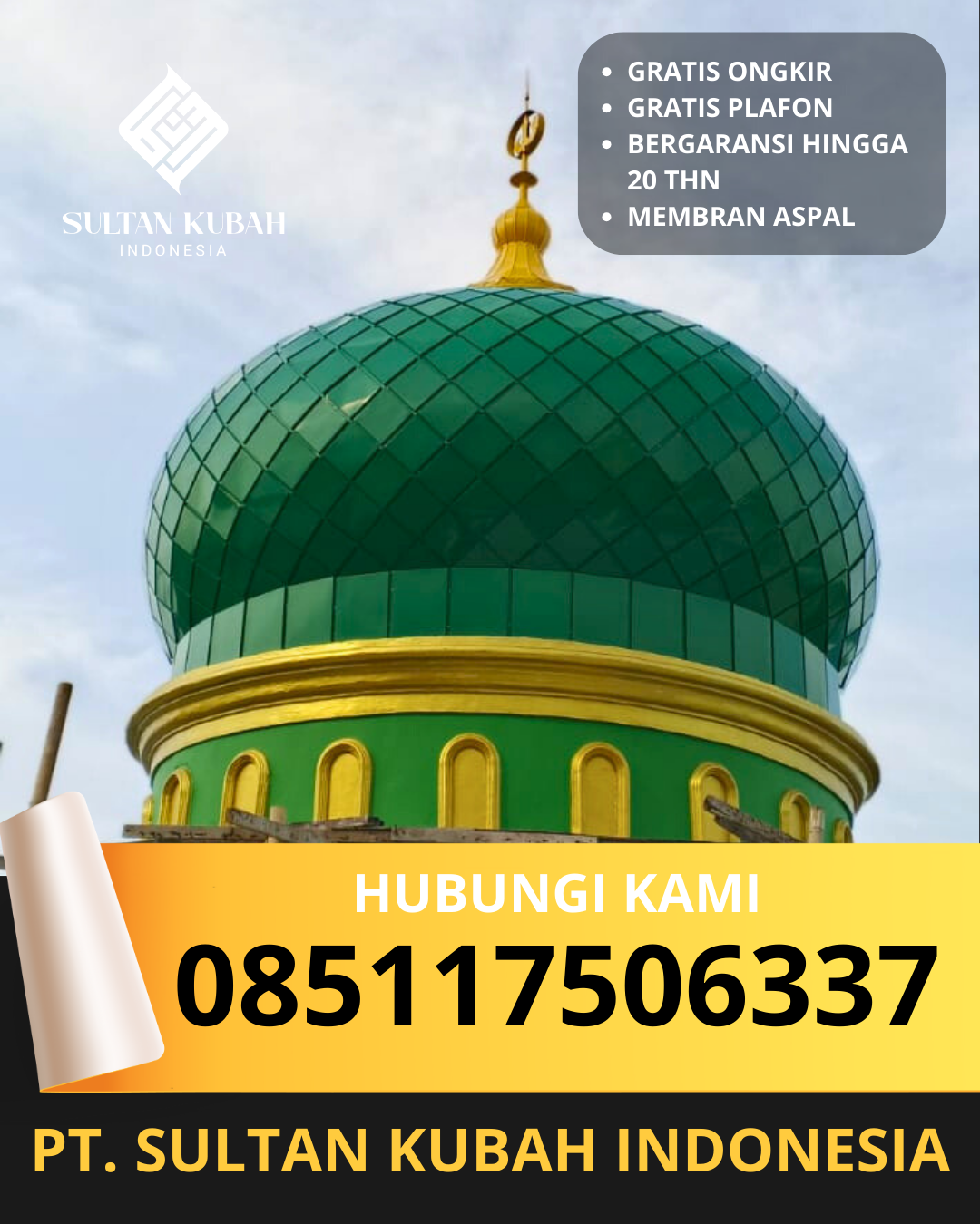 SPESIALIS KUBAH MASJID GALVALUM GARANSI RESMI DI KEC. BANTAENG, KAB. BANTAENG (WA: 085117506337)