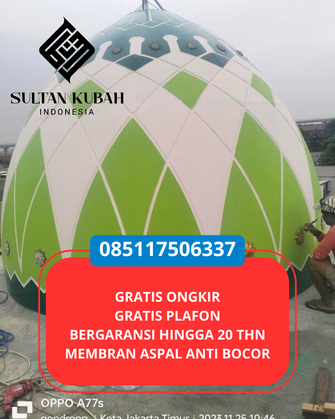 JUAL KUBAH MASJID PREMIUM DI KEC. SEULIMEUM, KAB. ACEH BESAR, ACEH (WA: 085117506337)