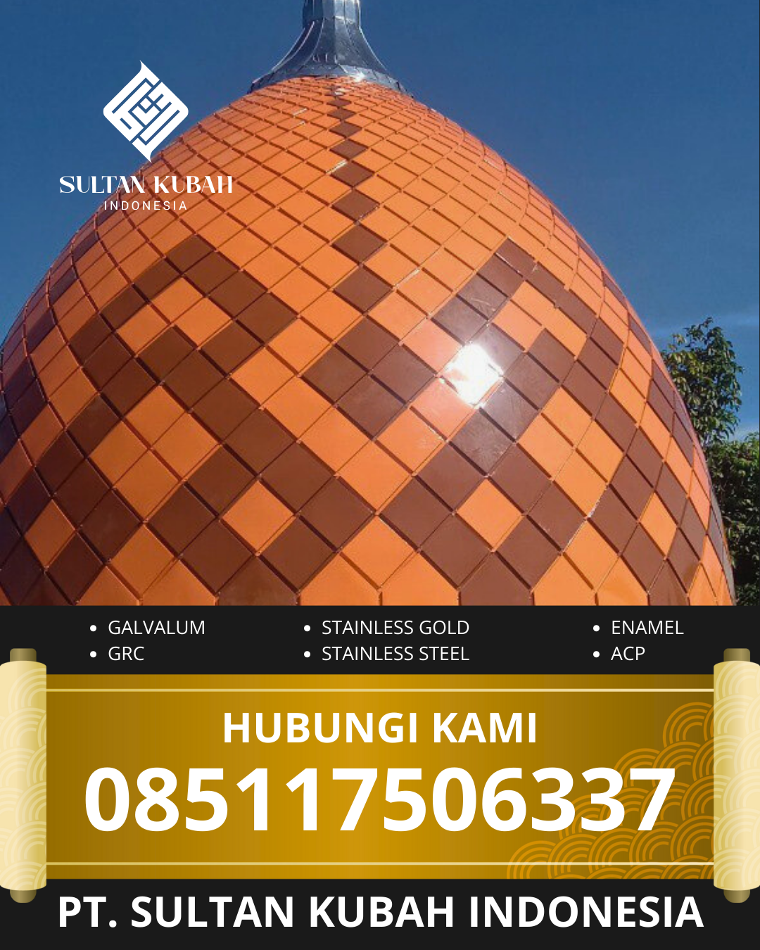 JUAL KUBAH MASJID PREMIUM DI KEC. TERANGUN UTARA, KAB. GAYO LUES (WA: 085117506337)
