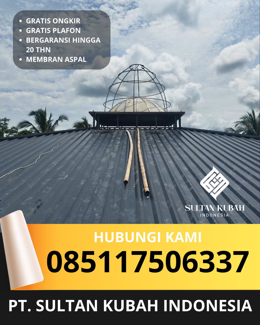 KUBAH MASJID DESAIN ELEGAN DI KEC. KOTA TERNATE TENGAH, KOTA TERNATE, MALUKU UTARA (WA: 085117506337)