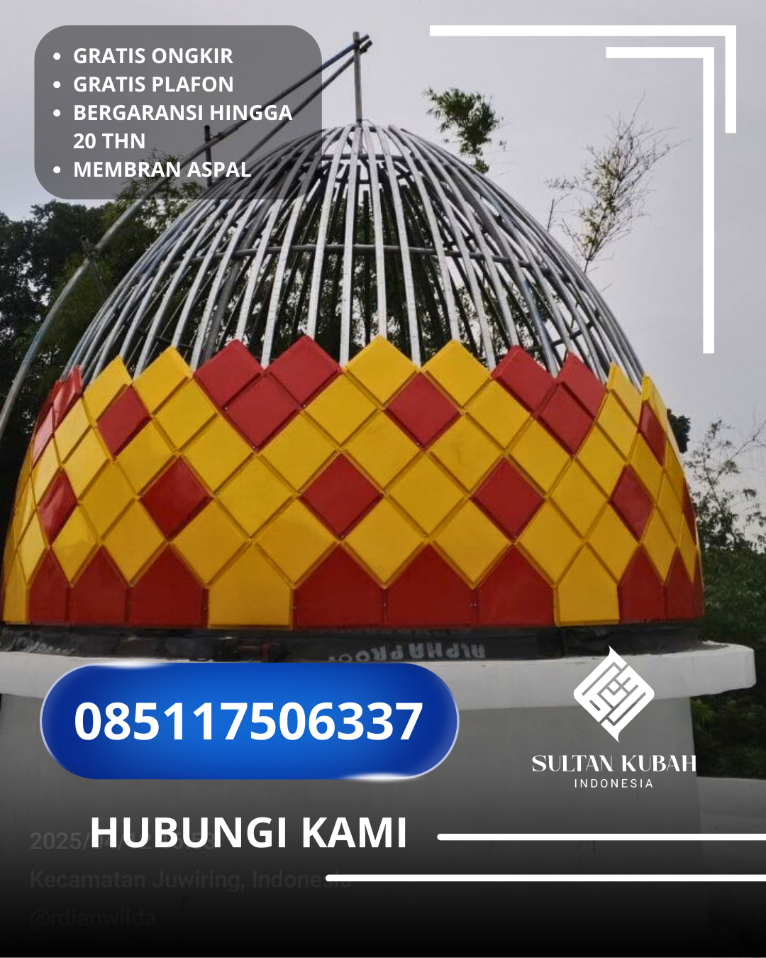 JUAL KUBAH MASJID TAHAN LAMA DI KOTA BOGOR, JAWA BARAT (WA: 085117506337)