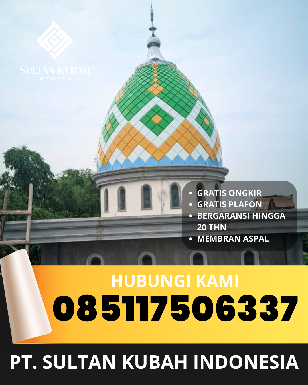 JUAL KUBAH MASJID GALVALUM PREMIUM DI KEC. BATU KELIANG, KAB. LOMBOK TENGAH (WA: 085117506337)