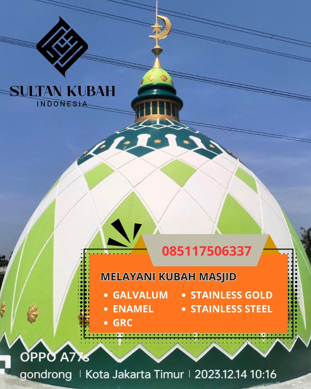 SPESIALIS KUBAH MASJID GARANSI RESMI DI KEC. GEUMPANG, KAB. PIDIE, ACEH (WA: 085117506337)