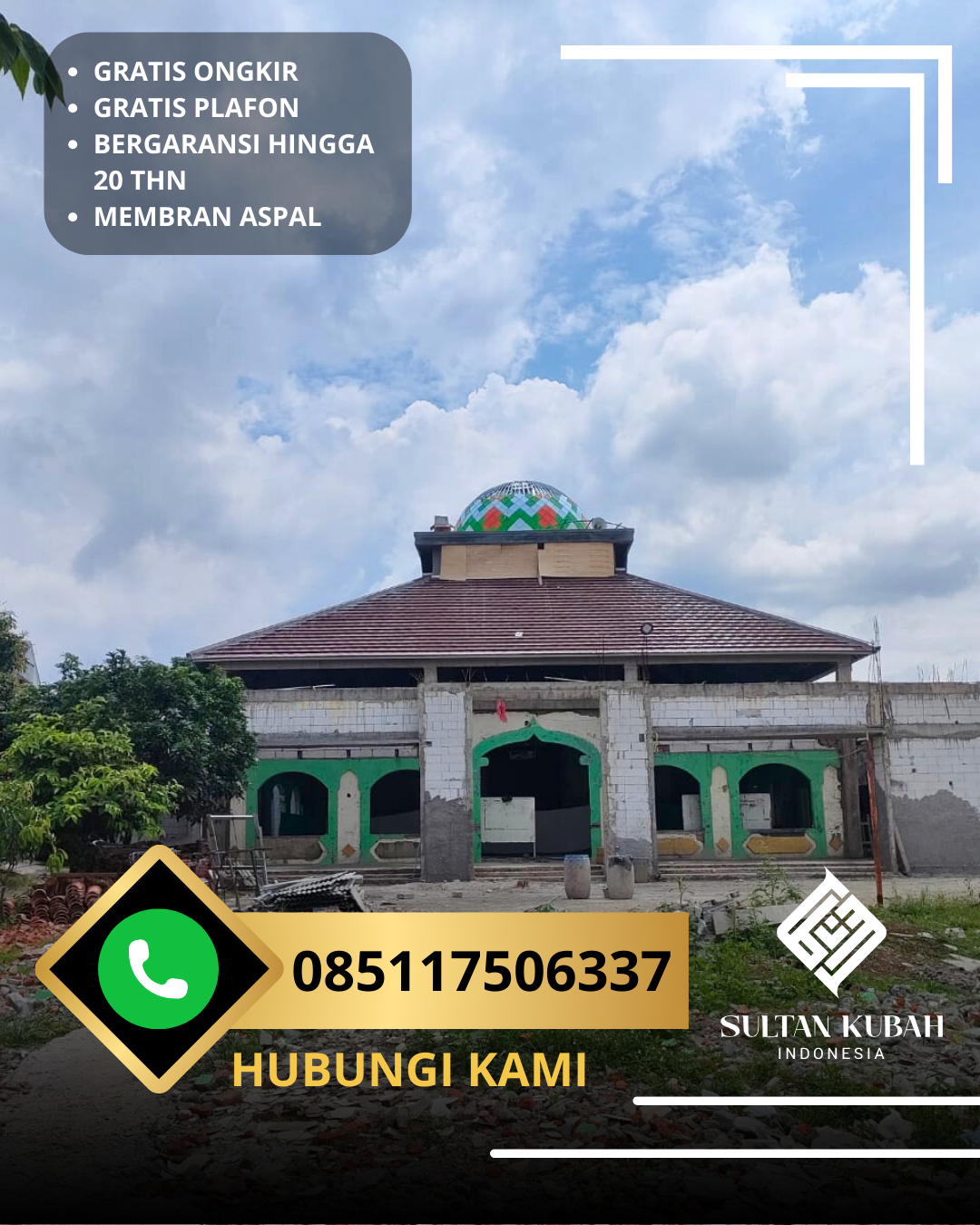PABRIK KUBAH MASJID GALVALUM MODERN DI KEC. MEULABOH, KAB. ACEH BARAT (WA: 085117506337)
