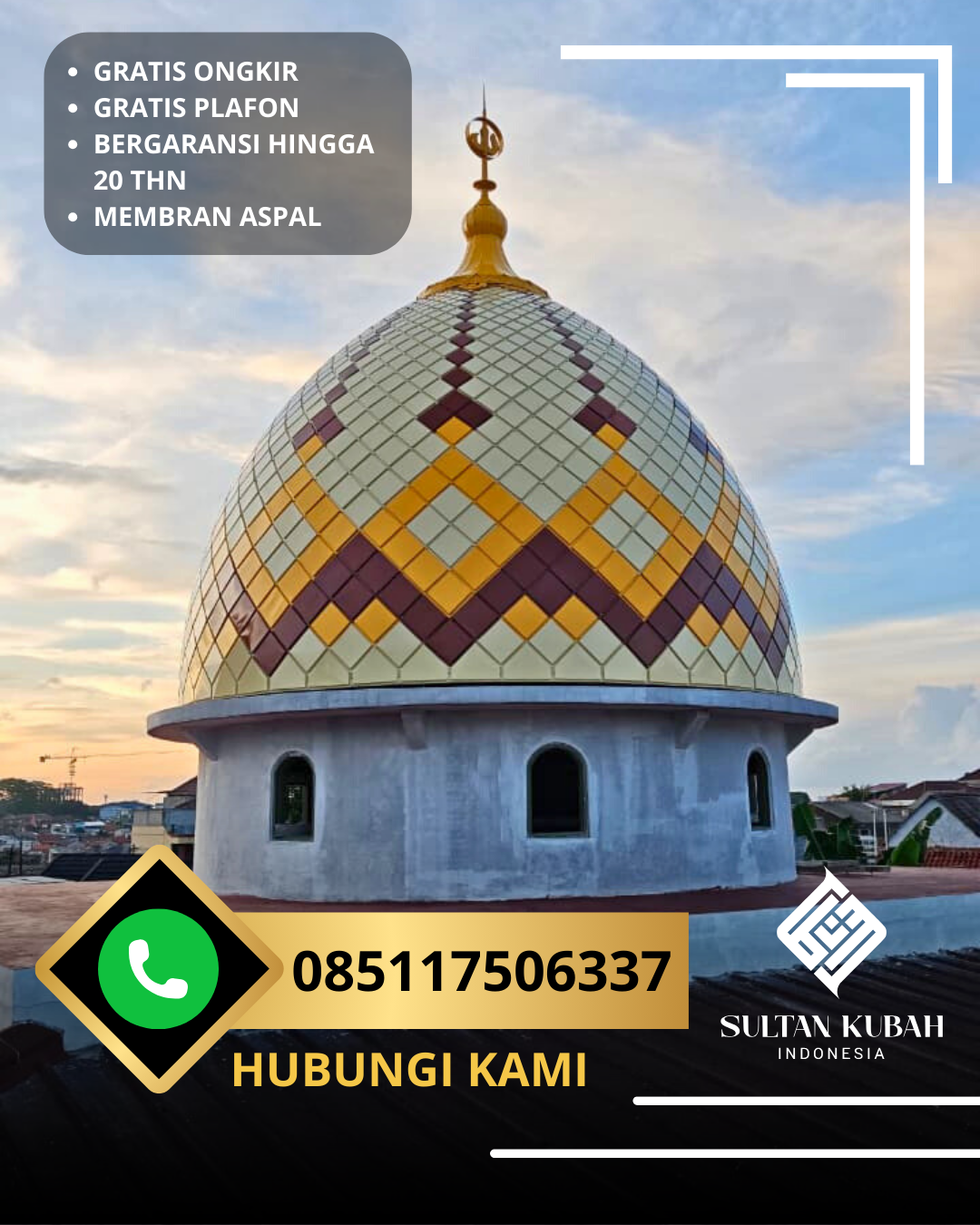JUAL KUBAH MASJID TAHAN LAMA DI KEC. CILANDAK, KOTA JAKARTA SELATAN (WA: 085117506337)