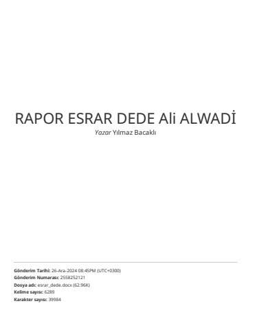 RAPOR ESRAR DEDE Ali ALWADİ