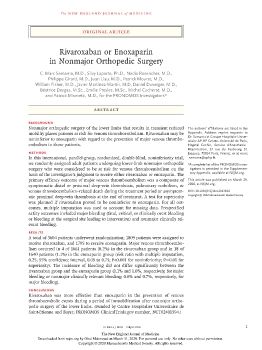 Rivaroxaban or Enoxaparin in Nonmajor Orthopedic Surgery