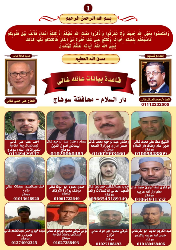 قاعدة بيانات عائلة غالى فى سوهاج كتاب الكترونى