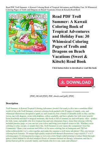 read pdf troll summer a kawaii coloring book of tropical adventures and holiday fun 30 whimsical col