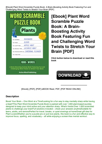 [ebook] plant word scramble puzzle book a brain-boosting activity book featuring fun and challenging