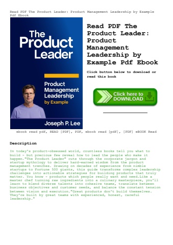 read pdf the product leader product management leadership by example pdf ebook