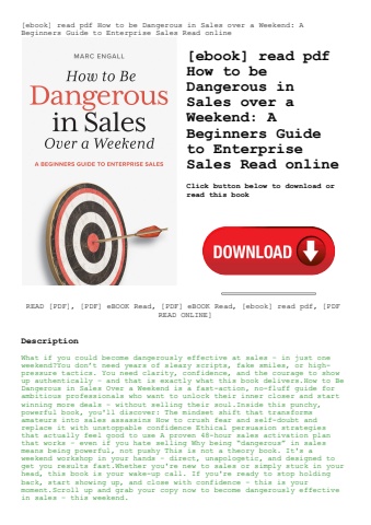 [ebook] read pdf how to be dangerous in sales over a weekend a beginners guide to enterprise sales r