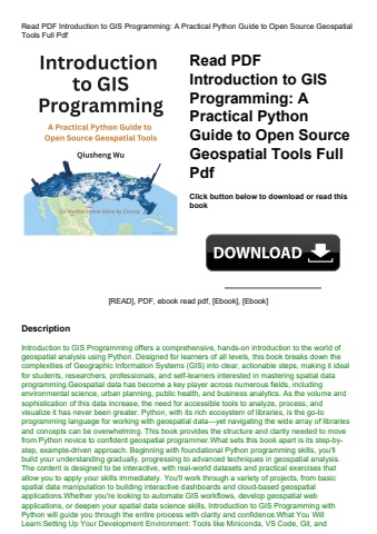 read pdf introduction to gis programming a practical python guide to open source geospatial tools fu