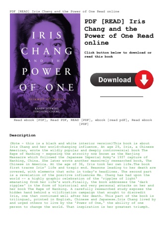 pdf [read] iris chang and the power of one read online