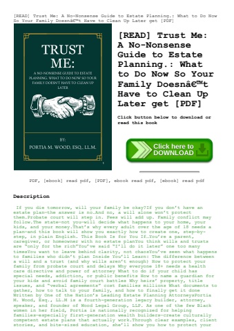 [read] trust me a no-nonsense guide to estate planning