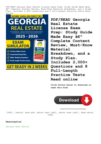 pdfread georgia real estate license exam prep study guide made easy ã¢â€â“ complete content review