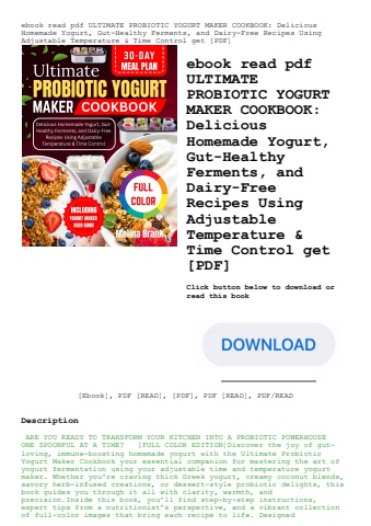 ebook read pdf ultimate probiotic yogurt maker cookbook delicious homemade yogurt  gut-healthy ferme
