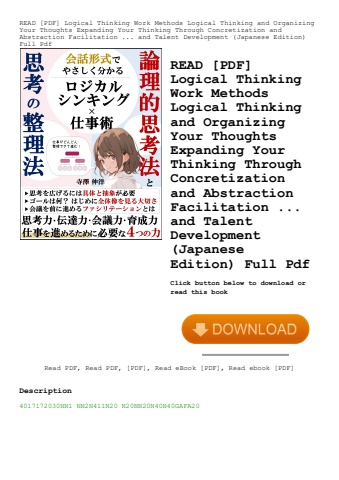 read [pdf] logical thinking work methods logical thinking and organizing your thoughts expanding you