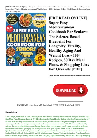 [pdf read online] super easy mediterranean cookbook for seniors the science based blueprint for long