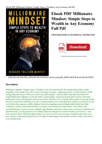 ebook pdf  millionaire mindset simple steps to wealth in any economy full pdf