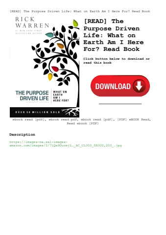 [read] the purpose driven life what on earth am i here for read book