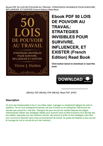 ebook pdf  50 lois de pouvoir au travail strategies invisibles pour survivre  influencer  et exister