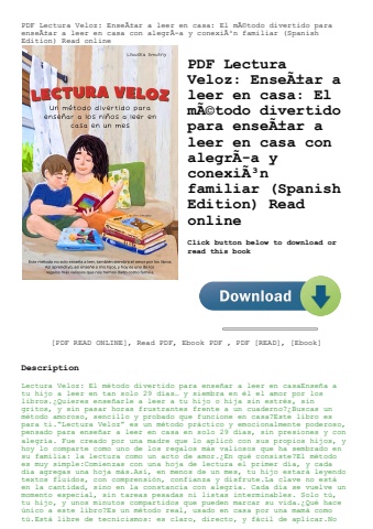 pdf lectura veloz enseãƒâ±ar a leer en casa el mãƒâ©todo divertido para enseãƒâ±ar a leer en casa co