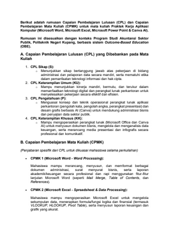 RPS, CPL, CPMK & Sub CPMK APLIKOM 2026