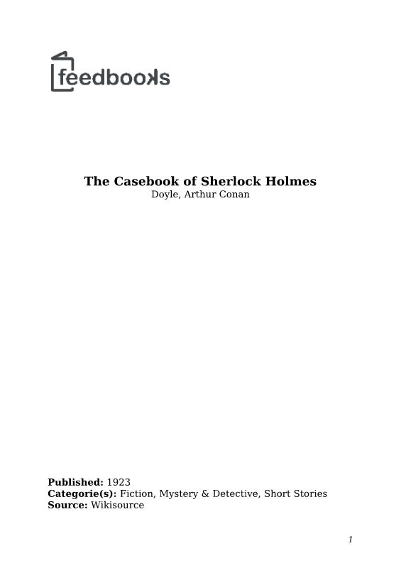 The Casebook of Sherlock Holmes