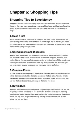 Chapter 6 Shopping Tips 3ede257ef8da407a9f85c5e15cc70b7c