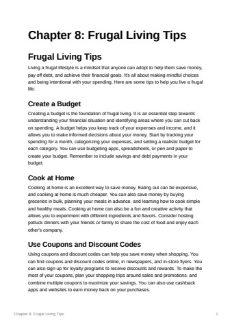 Chapter 8 Frugal Living Tips e7f3769bae03497c883fe0acda0cf5f9