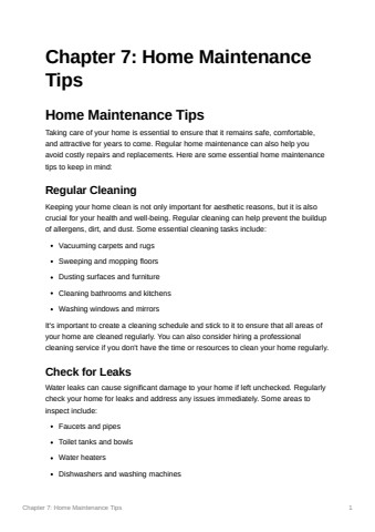 Chapter 7 Home Maintenance Tips 771c2e3ffeb446939657f0a93e38883d