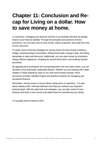 Chapter 11 Conclusion and Re-cap for Living on a d 3ee5cf2006d2498580a6959e458d33d8