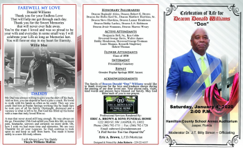Celebration of Life - Deacon Donald Don Williams - Eric A. Brown & Sons Funeral Home