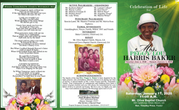 Celebration of Life - Mrs. Peggy Lou Harris Baker - 