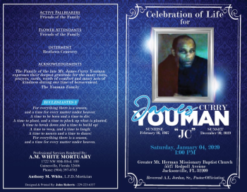 Celebration of Life - James Curry Youman - AM White Mortuary