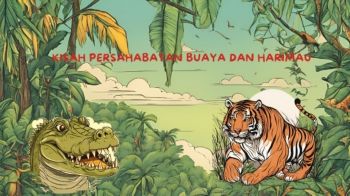 Di tengah hutan yang lebat dan hijau, hiduplah dua sahabat yang sangat berbeda, yaitu Buaya dan Harimau. Meski mereka berasal dari spesies yang berbeda, mereka selalu bersama-sama dan saling membantu. Buaya bernama Bimo dan Harimau bernama... - Presentasi