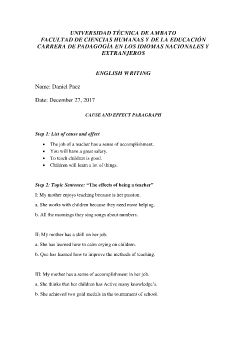 Cause and effect paragraph by Daniel Paez