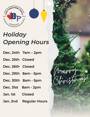 Holiday Hours 2025