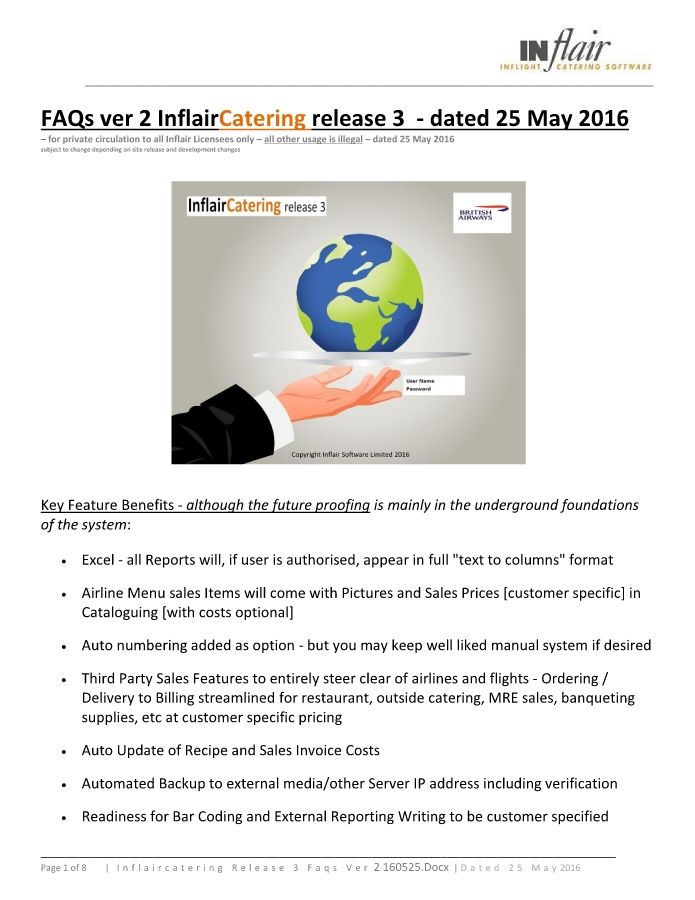 InflairCatering Release 3 FAQs Ver 2