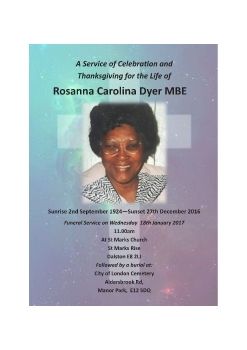 Rosanna - Order of Service