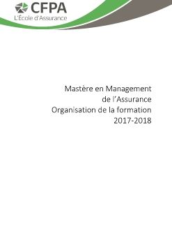 CFPA - Organisation de la formation Mastère de Management en Assurance 17-18 V02