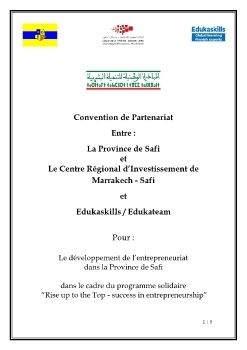 Edukateam_CRI Marrakech-Safi_Province de Safi_Programme Rise up to the Top-Succes in Entrepreneurship_convention de partenariat_15.06.2022